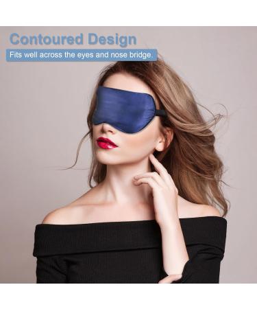 T-fun 100% Mulberry Silk Eye Mask - Adjustable Blackout Sleep Mask for Men & Women | Soft Travel Blindfold Eye Shade Cover - Navy Blue - Buy Online on GoSupps.com