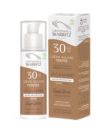 Laboratoires de Biarritz Alga Maris Organic Face Tinted Sunscreen SPF30 50ml - Golden