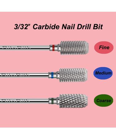 Buy 3/32 Nail Drill Bit - Fast Remove Acrylic & Hard Gel Coarse Barrel Carbide for Professional Manicure & Pedicure | Nail Art Tool for Gel & Dipping Powder - Buy Online on GoSupps.com