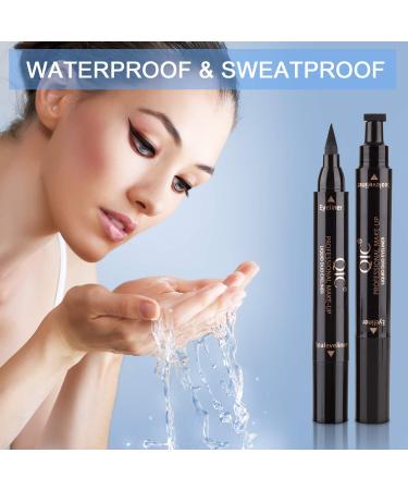 Winged Eyeliner Stamp Set - Dual Ended Waterproof Liquid Pen for Long Lasting Cat Eye Flick - Smudge Proof Vamp Style - 2 Sizes Included - Buy Online on GoSupps.com