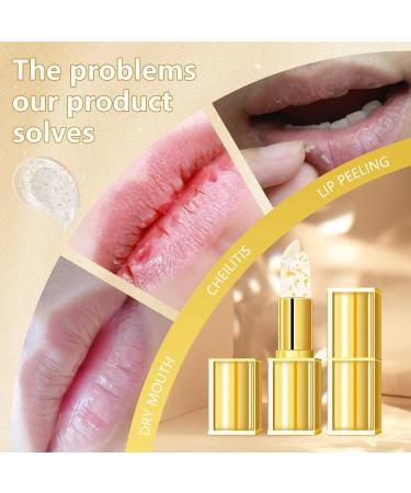FLLUOUZH 2 Pieces Transferproof Color Changing Lipstick Gold Foil for Women Long Lasting Moisturizing Shiny Lip Gloss Deep Nourishment Transparent Gold Crystal Lipstick - Buy Online on GoSupps.com