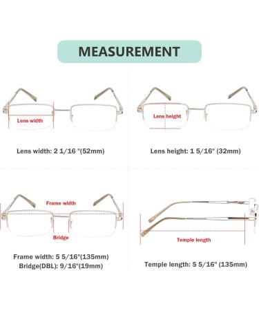 Eyekepper Unisex Reader's Reading Glasses - Rectangular & Semicircular Half-Burning Design 1 Pack Silver - Stylish & Comfortable Vision Solution - Buy Online on GoSupps.com
