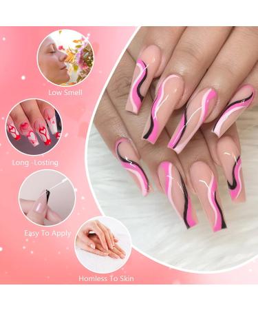 Rechoo Liner Gel Nail Polish Set - 24 Rainbow Colors for French Manicure & Nail Art | Soak-Off UV Gel Paint Kit for DIY Nail Salon at Home - Buy Online on GoSupps.com