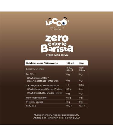 Locco Calorie Free Barista Syrup Vegan Keto & Gluten Free | Sugar Free Chocolate Flavor | 1L Coffee Syrup - Buy Online on GoSupps.com