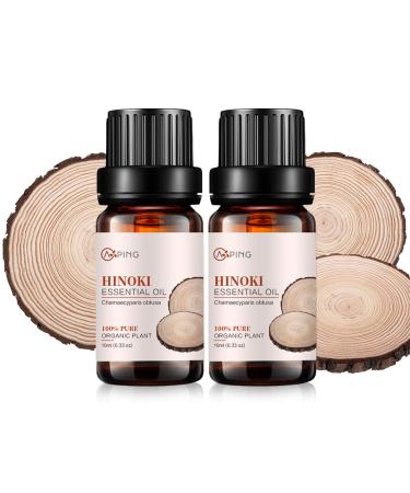 2-Pack Hinoki Essential Oil - 100% Pure Organic Natural Plant (Chamaecyparis obtusa) Hinoki Oil for Diffuser Aroma Spa Massage Yoga Perfume 2x10ML Hinoki 0.17 Fl Oz (Pack of 2)