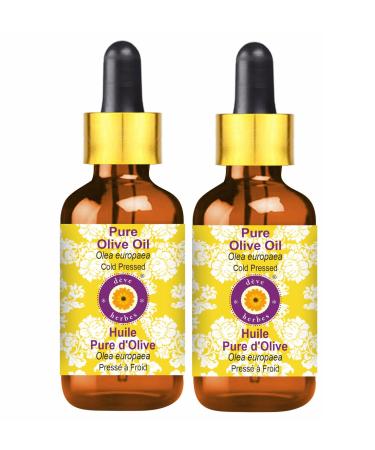 d ve herbes Pure Olive Oil (Olea europaea) with Glass Dropper Cold Pressed (Pack of Two) 100ml X 2 (6.76 oz)