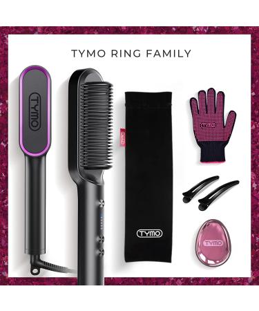 TYMO Hair Straightener Comb | Matte Black Straightening Brush for Women | 5 Temp Settings | 20s Fast Heating & Anti-Scald Technology - Buy Online on GoSupps.com