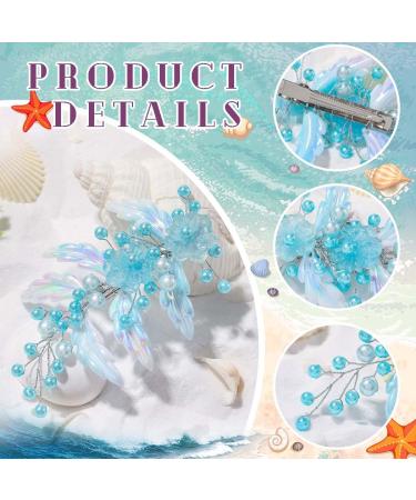 IYOU Blue Bridal Hair Clips Pearl Leaf Mermaid Hair Piece Flower Wedding Communion Barrette Hair Accessories for Women and Girls - Buy Online on GoSupps.com