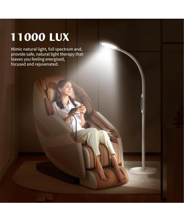 Happy Light Therapy lamp 11000 Lux LED UV-Free Sunlight lamp Full Spectrum Happy Therapy lamp with 10 Adjustable Brightness Levels 2 in 1 Retractable Floor Sad Lamp (White) White-1 - Buy Online on GoSupps.com