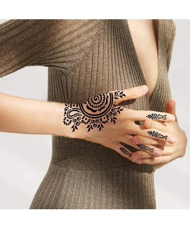 20 Large Henna Tattoo Stencils - Indian Arabian Temporary Body Paint Kit for Women | Arm & Hand Templates with Tattoo Stickers - Buy Online on GoSupps.com