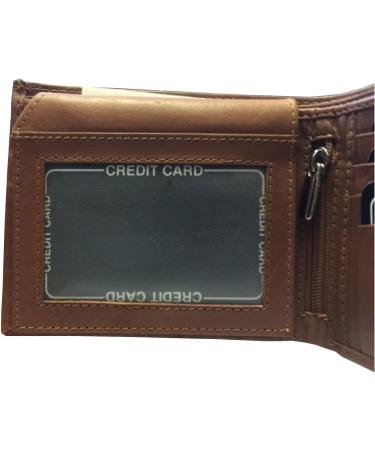 BMF Men's Original Bi-fold Embroidered Brown Genuine Leather Wallet - Tall Version in Brown - Buy Online on GoSupps.com