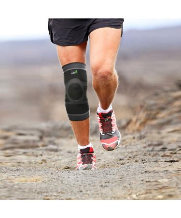 TechWare Pro Knee Compression Sleeve with Side Stabilizers & Patella Gel Pads - Large Black/Gray - Buy Online on GoSupps.com
