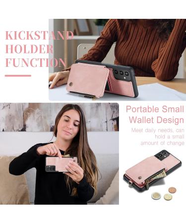 Buy Soonic Leather Cover for Samsung Galaxy A54 5G - Pink Magnetic Wallet Case with Zipper Card Slots Coin Compartment & Stand - Buy Online on GoSupps.com