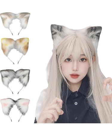 amangul Cosplay Ear Headband Woman Students Carnivals Anime Character Hairband Ear Headbands Plush Christmas Hair Hoop(White Powder) - Buy Online on GoSupps.com
