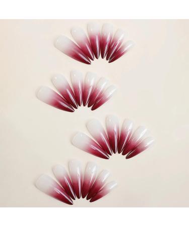 Buy BABALAL Long Stiletto Press on Nails - Red Gradient Acrylic Fake Nails | 24Pcs Goth Almond Manicure for Women & Girls - Buy Online on GoSupps.com