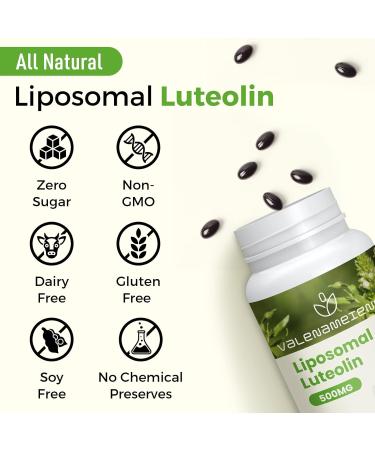 Valenameienes 500mg Liposomal Luteolin Supplement | Powerful Antioxidant | 60 Softgels - Buy Online on GoSupps.com