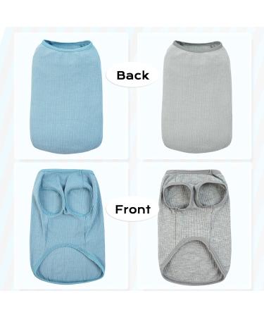 2-Pack Dog Clothing - Soft Cotton Sweaters & Shirts for Small Dogs & Cats | Air-Permeable T-Shirts for Chihuahuas & Large Breeds (Gray & Blue) - Buy Online on GoSupps.com