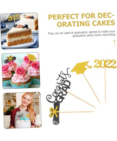 Garneck 28pcs Graduation Season Cake Insert Cake Stick Graduation Hat Grad 2022 Cupcake Birthday Cupcake Topper Birthday Cake Toppers Cake Picks Dessert Wood Doctor Hat Black Golden 11X5.5CM - Buy Online on GoSupps.com