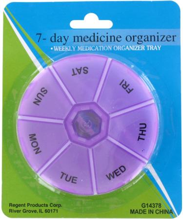 7-Day Compact Pill Organizer 3.5in Round Assorted Colors International Shipping Available - Buy Online on GoSupps.com