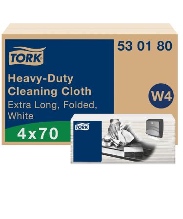 Tork 530180 W4 Heavy Duty Cleaning Cloth Multi-Purpose 4 x 70 Cloths White