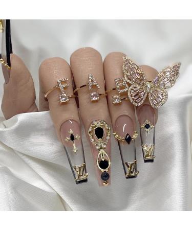 20Pcs Black 3D Nail Charms - Luxury 24K Gold & Black Zircon Art Jewels for DIY Nails - Crystal AB Rhinestones Included - Buy Online on GoSupps.com