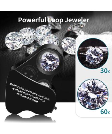 JARLINK 2 Pack Jewelers Loupe 30X 60X 90X Illuminated Jewelers Eye Loupe Magnifier and Magnifying Glass Loop with UV Black Light and Bright LED Light for Gems Jewelry Diamond Coins Stamps (Black) - Buy Online on GoSupps.com