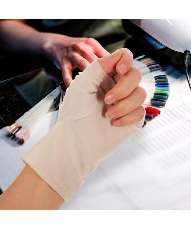 Lurrose 1 Pair nail gloves nail light nail lamp light protection glove UV gloves for gel manicures fingerless UV gloves fingerless gloves Nail supplies spandex Miss Beige - Buy Online on GoSupps.com