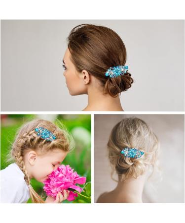 WLLHYF Flower Hair Clip - Vintage Rhinestone Barrette for Women & Girls (Sky Blue) - Buy Online on GoSupps.com