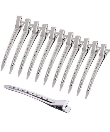 3.5 Inches Duck Bill Hair Clips Metal Alligator Curl Clips Sectioning Clips with Holes Crocodile Clips Hair Styling Clips for Salon and Women Girls Accessories (12PCS) 12 Count (Pack of 1)