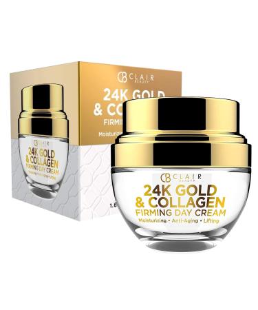 Clear Beauty (Formerly Clair 24K Gold and Collagen Daily Face Moisturizer - Reduces Age Spots  Fine Lines & Wrinkles  Lifting & Firming Day Cream - Cruelty Free Korean Skincare For All Skin Types Unscented