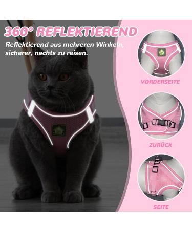 Adjustable Cat Dishes Set - Soft Lining Breathable Mesh & Leash - Pink for Cats Kittens Dogs & Puppies - Buy Online on GoSupps.com
