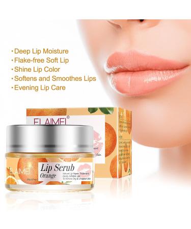 Orange Sugar Lip Scrub - Exfoliator & Moisturizer for Chapped Lips with Shea Butter & Vitamins A, C, & E - Buy Online on GoSupps.com