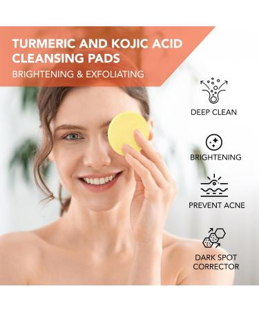 Turmeric Kojic Cleansing Pads - Exfoliating Face Pads for Acne Scars & Pore Cleaning - 50PCS | Skin Firming & Deep Clean - Buy Online on GoSupps.com