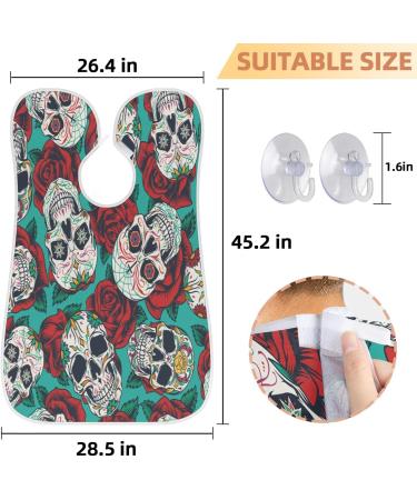 Beard Bib Apron for Men - Waterproof Hair Catcher Cape | Skull & Flowers Grooming Cloth for Easy Shaving & Trimming - Buy Online on GoSupps.com