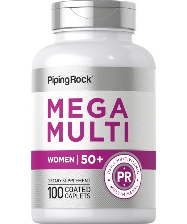 Piping Rock Women's Multivitamin 50 Plus | 100 Coated Caplets | Mega Multi Vitamin for Women | Non-GMO Gluten Free Supplement