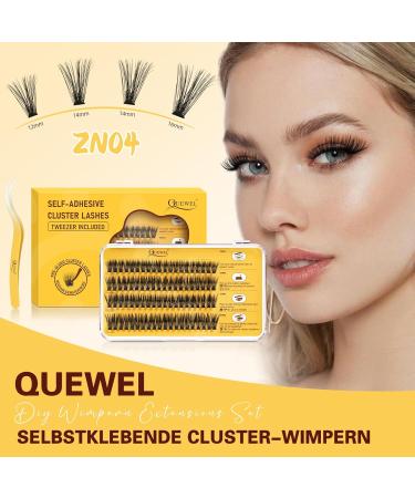 Self-Adhesive Eyelash Clusters - QUEWEL Natural Look Individual Extensions | 80 Reusable DIY Eyelashes for Beginners - Easy to Use (ZN04) - Buy Online on GoSupps.com