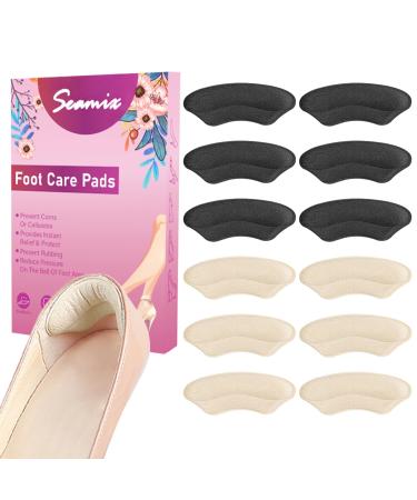 Hedge cushion for loosely and too large shoes 6 pairs of heel holder for blisters & friction self -adhesive heel protection for shoes high heel pads inserts anti -slip thick inserts and fillings 3 black 3 skin color 6 pairs