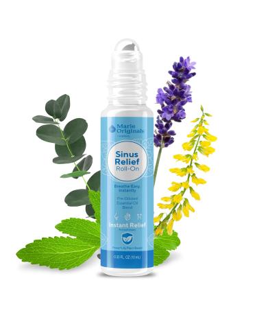 Marie Originals Breathe Blend Essential Oils Sinus Roll on | Natural Eucalyptus Peppermint Lavender Essential Oil Roll on | Aromatherapy Support for Clear Breathing Head Ease Relaxation | 10 mL