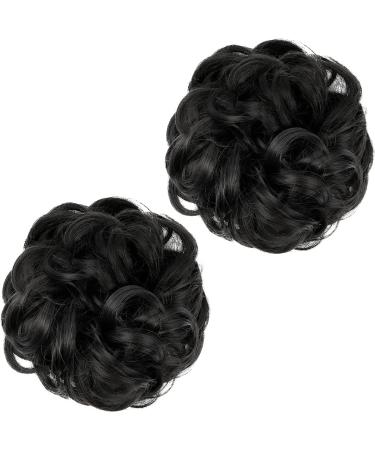 SARLA 2PCS Messy Hair Bun Scrunchies Off Black - Synthetic Hair Extensions for Women & Girls - Buy Online on GoSupps.com
