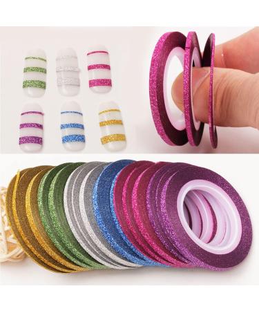 Matte Nail Art Striping Tape Set - 36pcs Glitter Nail Stickers for Stylish Nail Decoration in Gold & Silver - Buy Online on GoSupps.com