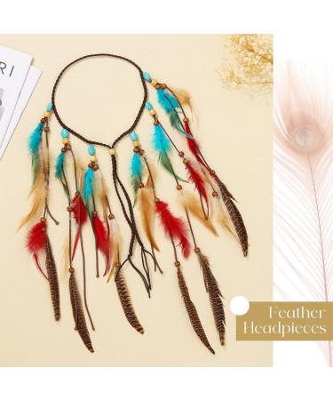 Boho Feather Headband - Turquoise Bohemian Hair Accessories for Women & Girls - Buy Online on GoSupps.com