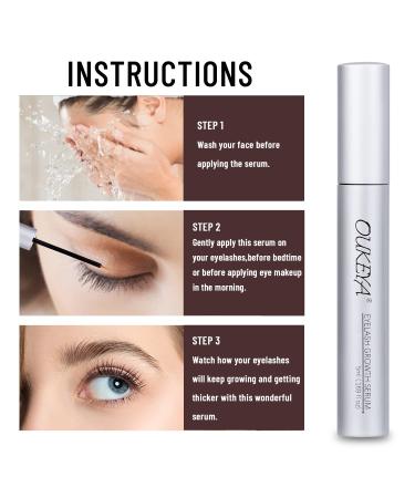 OUKEYA Eyelash Growth Serum - Longer Thicker Lashes & Brows, Hypoallergenic Formula, Safe & Non-Irritating | 1-Pack - Buy Online on GoSupps.com