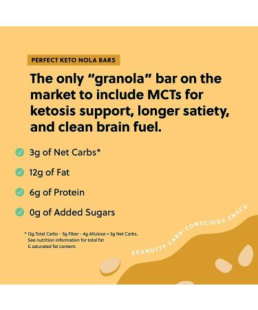 Perfect Keto Nola Bars - Gluten-Free Chewy Peanut Butter Granola Bars | Zero Added Sugar & Carbs | Nutrient-Dense Snack for Curbing Cravings | 8 Bars 32g - Buy Online on GoSupps.com