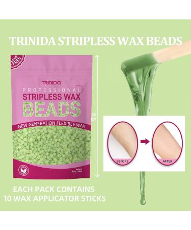 TRINIDa Aloe Vera Hard Wax Beads 500g + 10 Applicators - Gentle Hair Removal for Women and Men - Full Body & Facial Waxing - Painless Formula - Buy Online on GoSupps.com