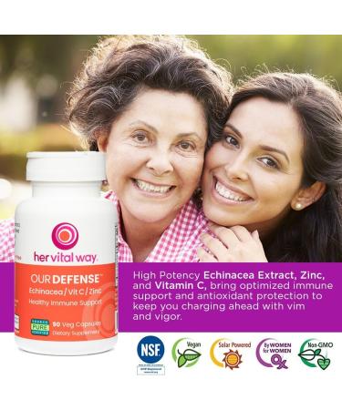 her vital way Our Defense Immune Support Supplement - Echinacea Vitamin C and Zinc Supplement - Premium Immune Booster for Adults (90 Vegetarian Capsules) - Buy Online on GoSupps.com