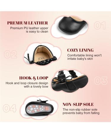 CENCIRILY Baby Girl Mary Jane Shoes | Anti-Slip First Walking Soft Sole Flats | Princess Wedding Dress Shoes for 12-18 Months | Black - Buy Online on GoSupps.com
