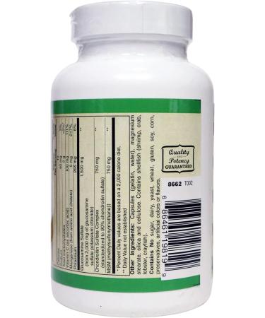 AlchePharma Glucosamine Sulfate Chondroitin & MSM Capsules (4 Cap High Potency Formula) (120 Capsules) - Buy Online on GoSupps.com