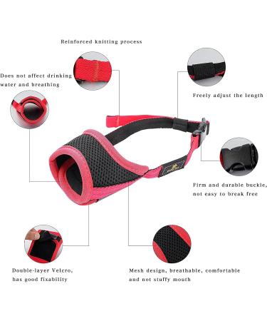 Adjustable Red Dog Muzzle - Safe & Breathable Mesh Velcro Fastener XL Size for Barking & Chewing Control - Buy Online on GoSupps.com