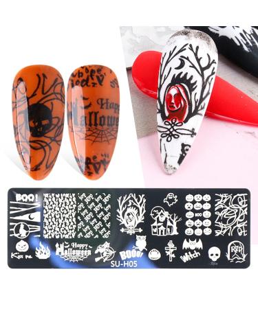 Halloween Nail Art Stamping Plates Kit - 6pcs Horror Ghost Skull Pumpkin Spider Witch Manicure Templates - Buy Online on GoSupps.com