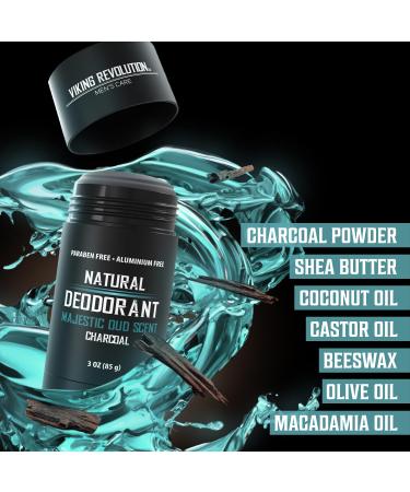 Viking Revolution Majestic Oud Deodorant for Men - Natural Deodorant for Men Charcoal Deodorant Men with Shea Butter Coconut Oil Baking Soda Beeswax - Mens Deodorant Aluminum Free (3oz) Majectic Oud 3 Ounce (Pack of 1) - Buy Online on GoSupps.com